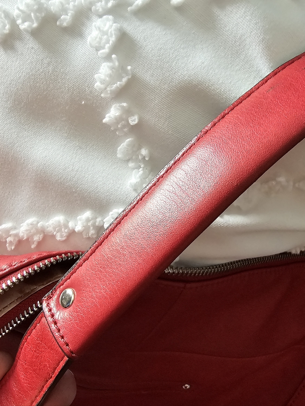 b. makowsky Red Leather Fringe Hobo Shoulder Bag - Picture 6 of 15